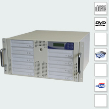 CopyRack 5 DVD Duplicator Standard PC Connected - cd dvd duplicatie systeem 19 inch behuizing server case rack kopieren audio video data discs